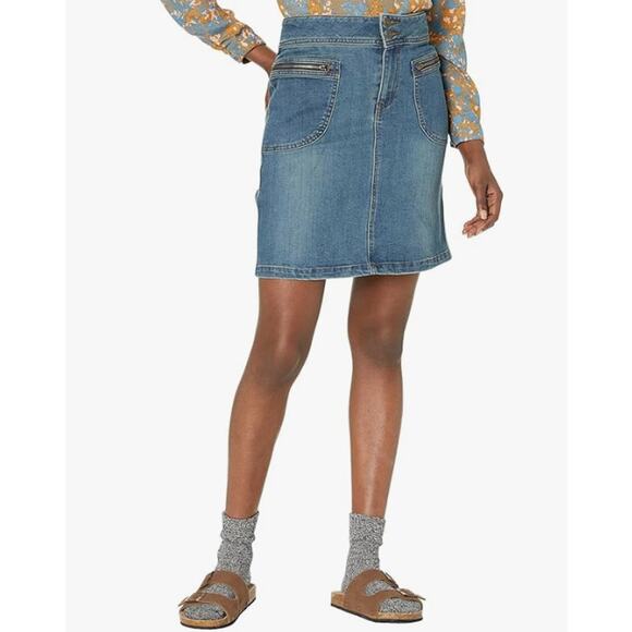 PRANA Women's Broadway Denim Pencil Skirt Size 2 True Blue Organic Cotton NWT - Picture 1 of 11